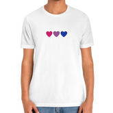 Bisexual Hearts Tee Tees PRIDE MODE